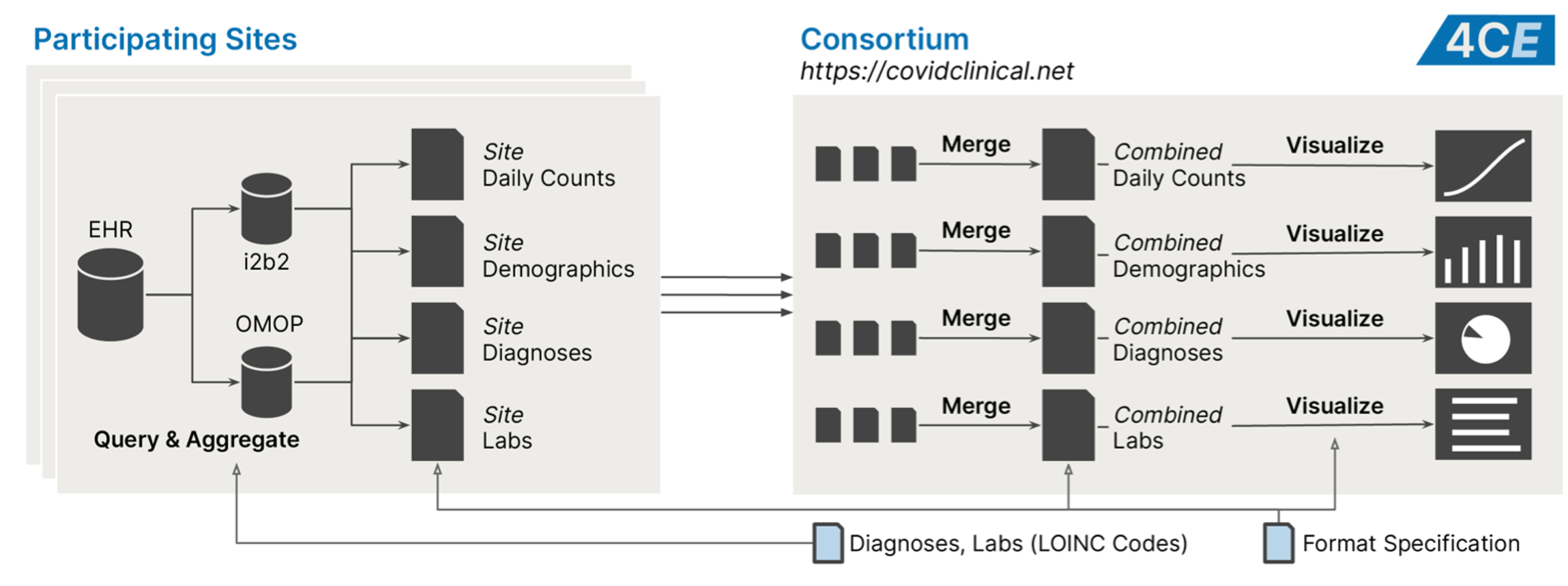 A diagram showing how electronic health record data is processed.